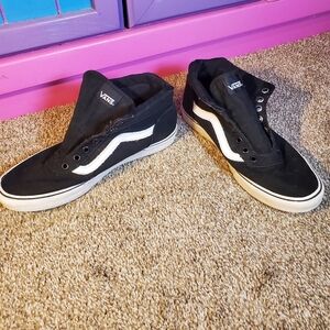 Vans Old School Sk8 Sneakers Black White Canvas Skate Mid Top Shoes Size 9 - 9.5